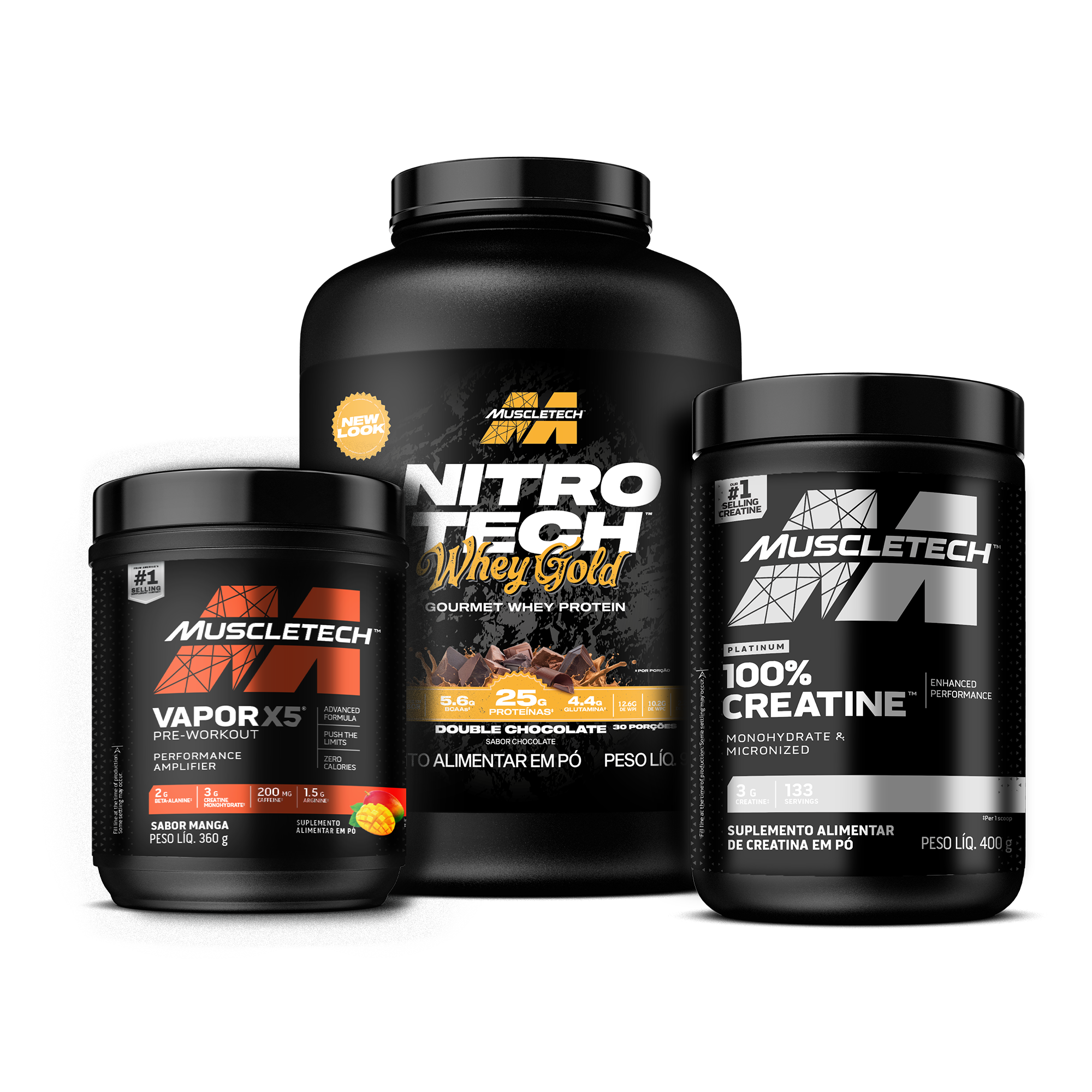 Whey Gold 2lb + Creatina 400g + Vapor X5